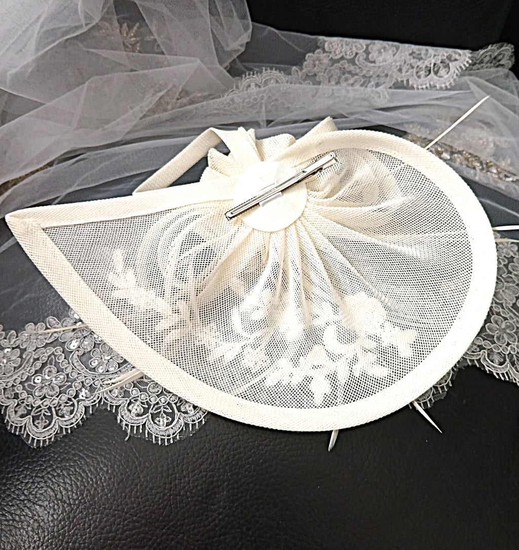 Ivory Floral Bridal Handbag & Hat Set For Bride,Elegant Wedding Accessories