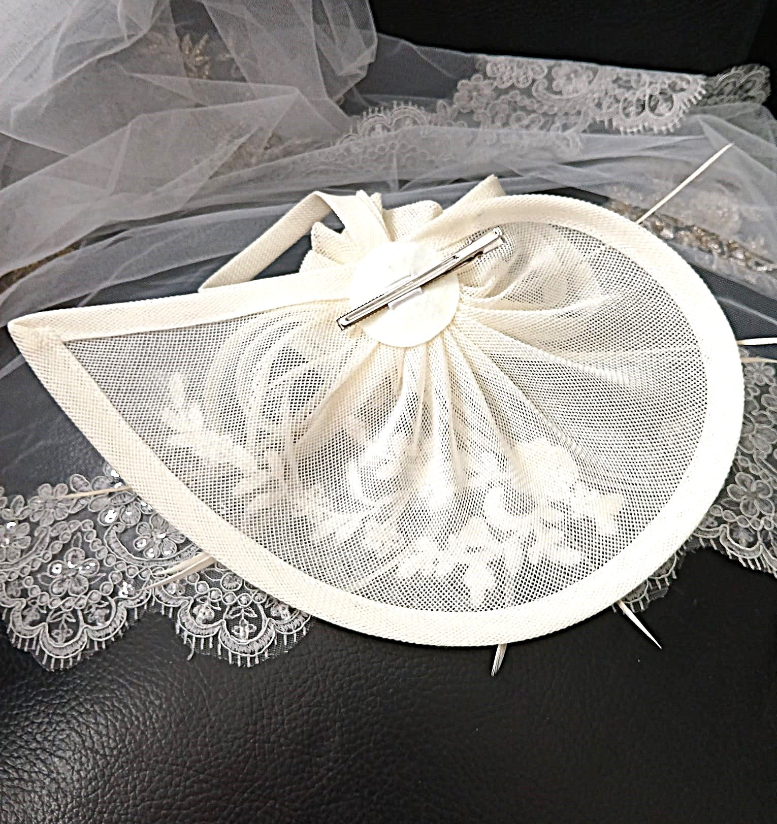 Ivory Floral Bridal Handbag & Hat Set For Bride,Elegant Wedding Accessories