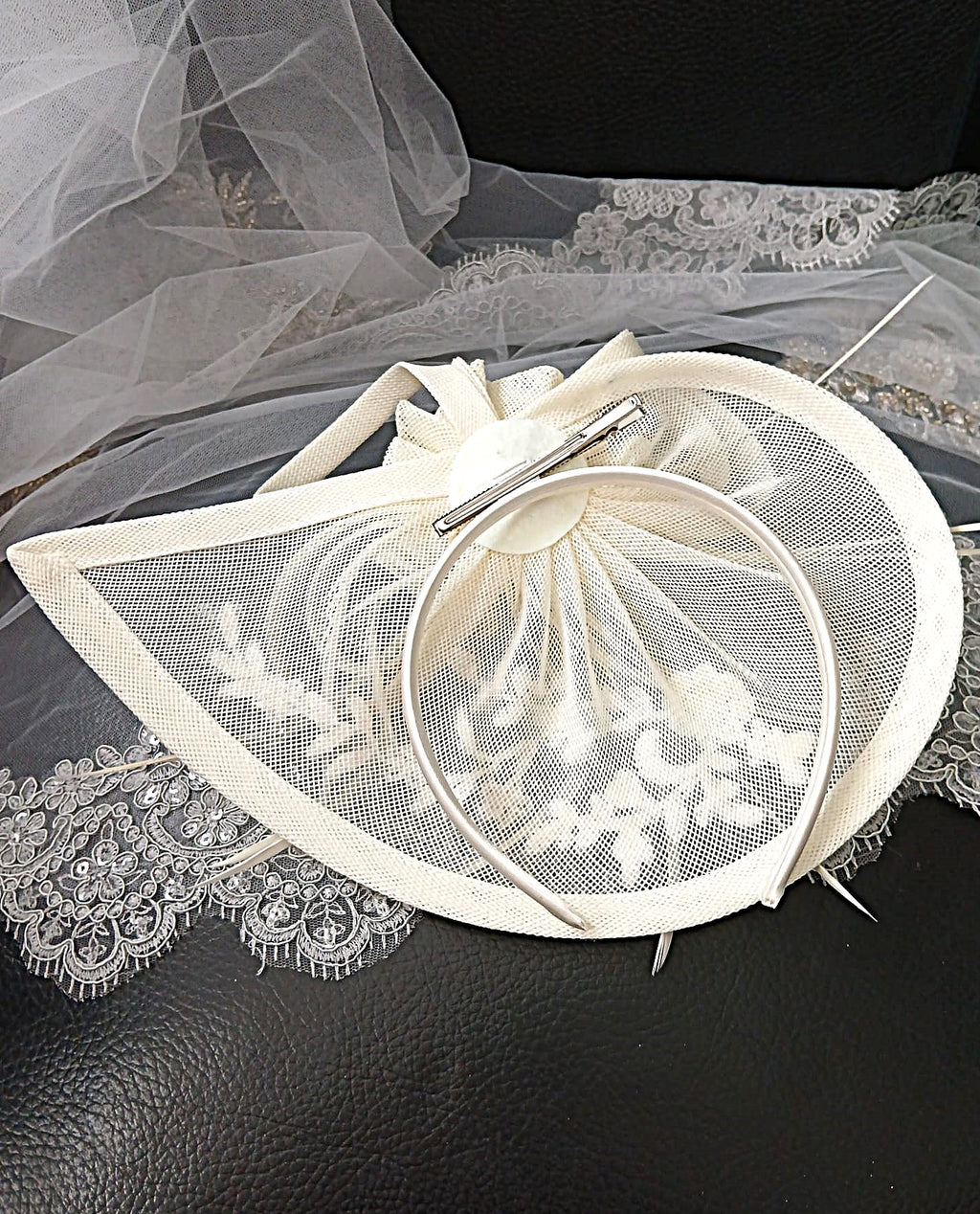 Ivory Floral Bridal Handbag & Hat Set For Bride,Elegant Wedding Accessories