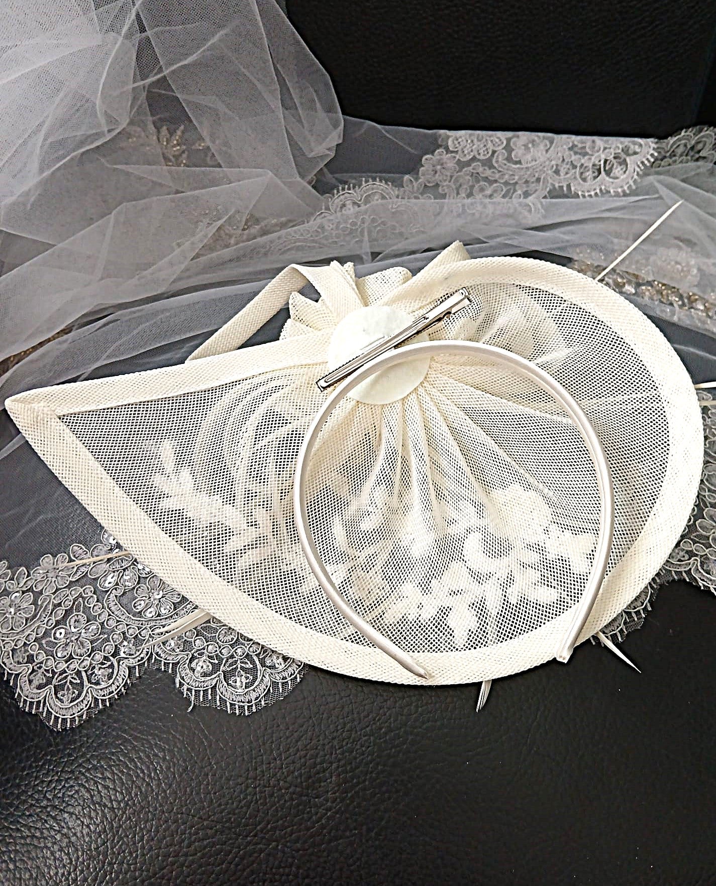 Ivory Floral Bridal Handbag & Hat Set For Bride,Elegant Wedding Accessories