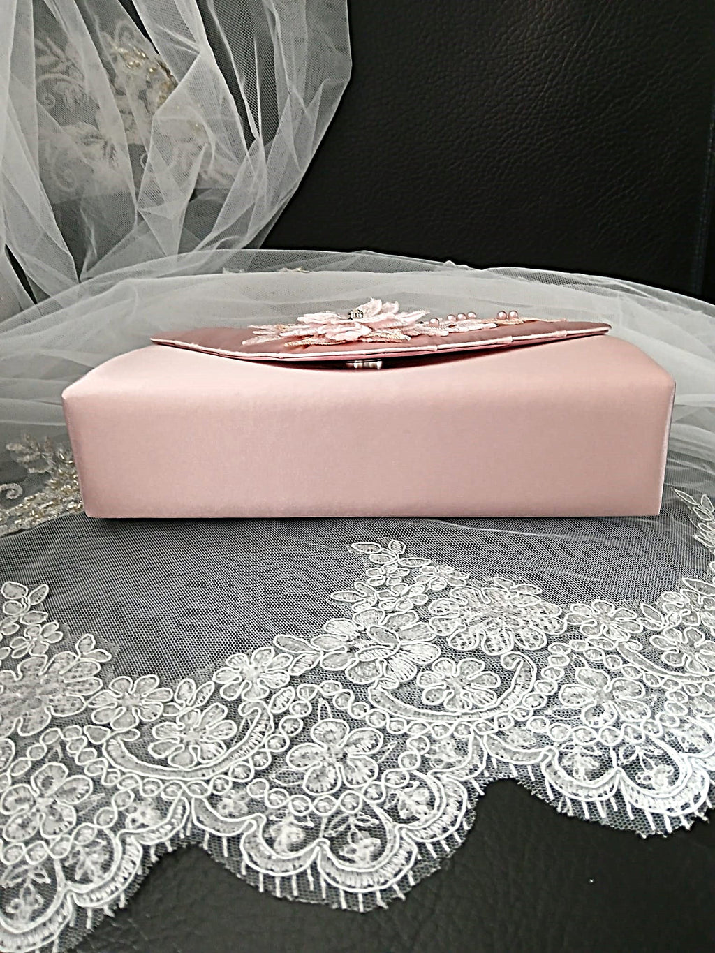 Pink Floral Hat & Satin Bridal Clutch Bag Set For Formal Event, Accessories For Bridesmaid