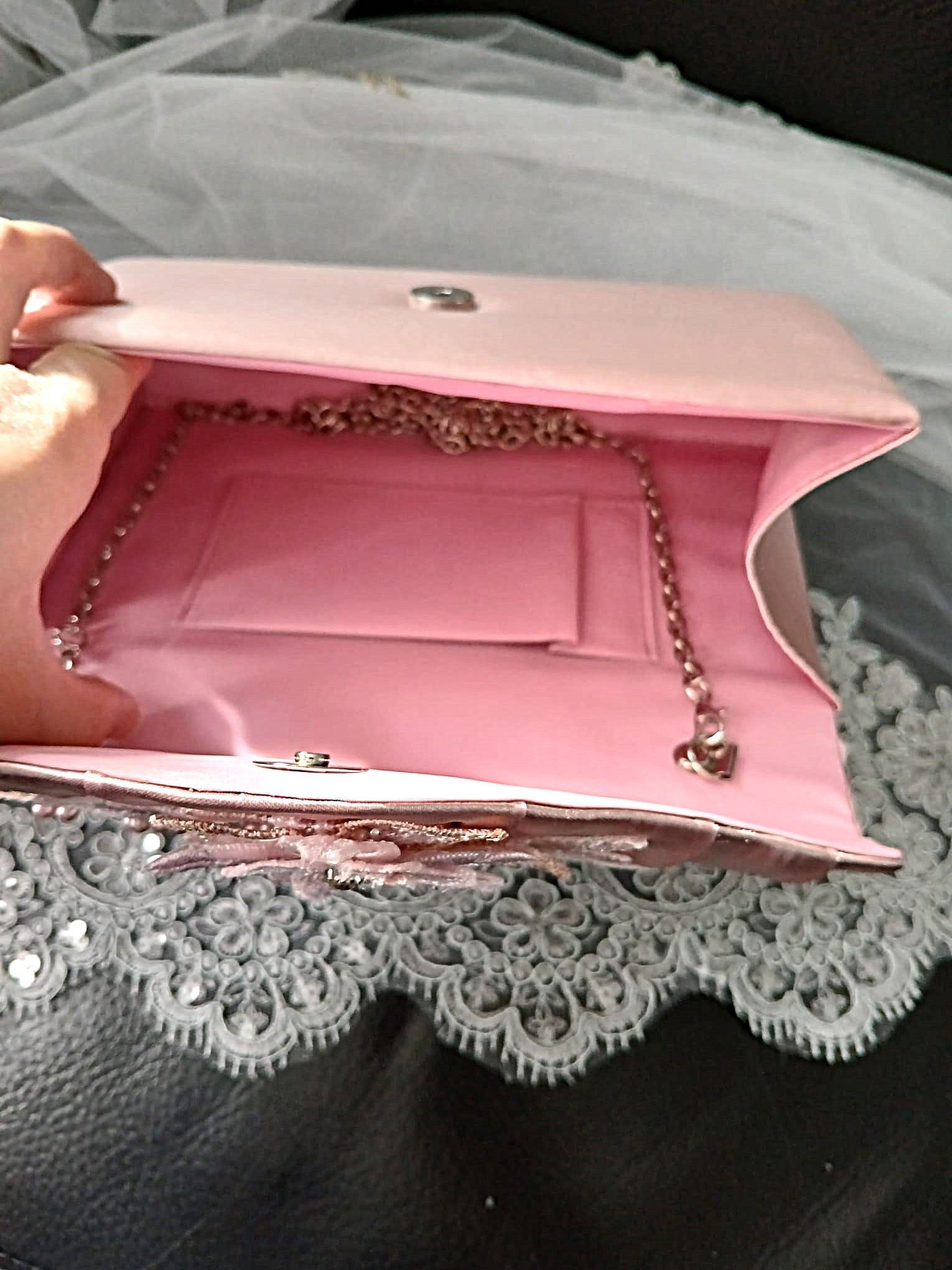 Pink Floral Hat & Satin Bridal Clutch Bag Set For Formal Event, Accessories For Bridesmaid