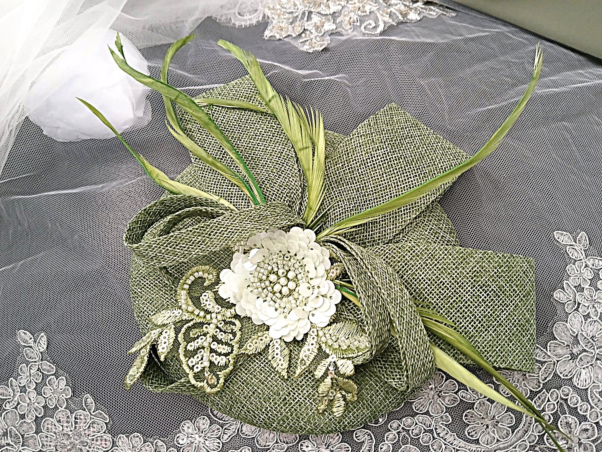 Sage Green Floral Sandal Shoes Set: Mid Heel Shoes, Hat & Clutch