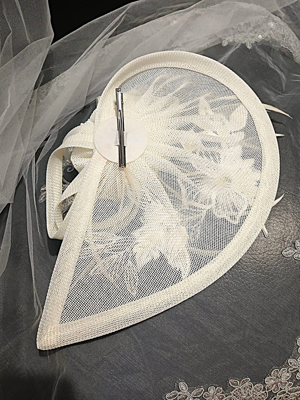 Ivory Hat and Satin Clutch Bag Set For Bride