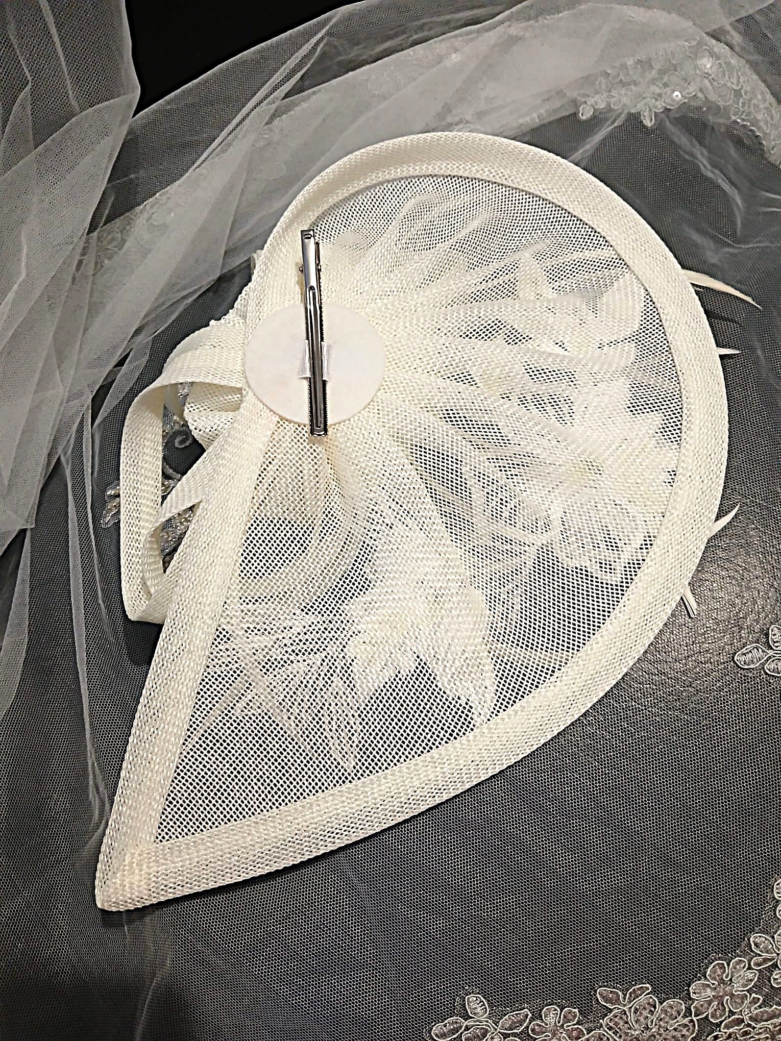 Ivory Hat and Satin Clutch Bag Set For Bride
