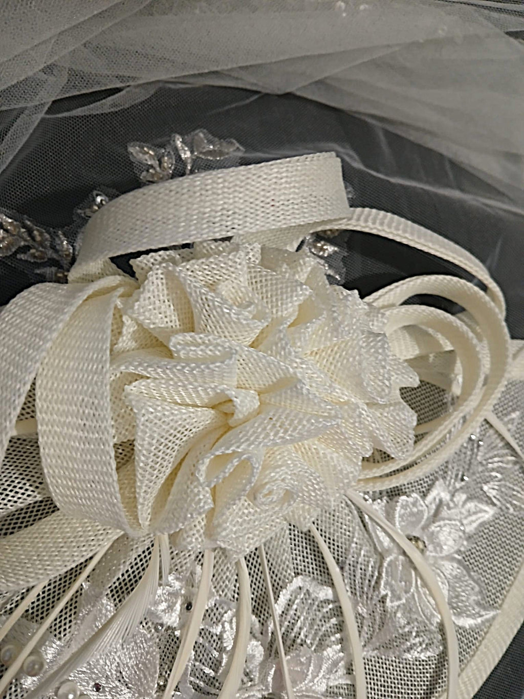 Ivory Hat and Satin Clutch Bag Set For Bride