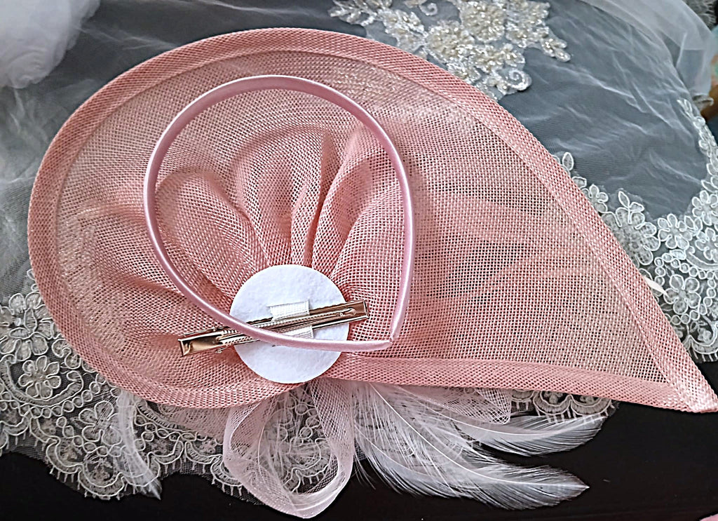 Blush Pink Floral 2 Inches Block Heel Shoe Hat and Clutch Set