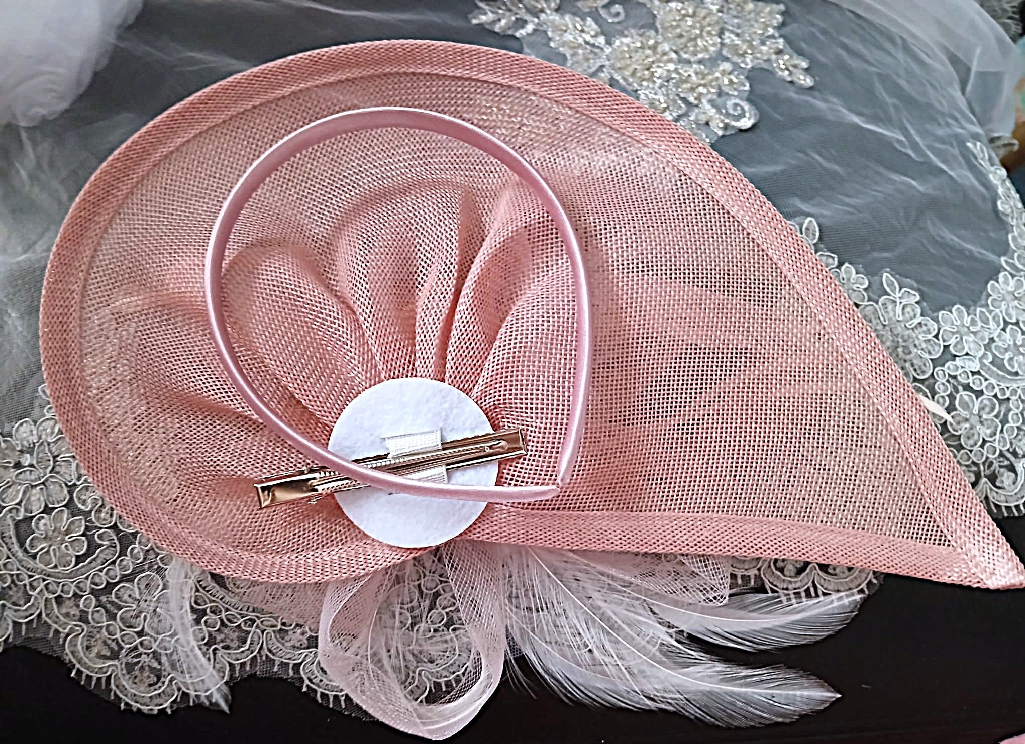 Blush Pink Floral 2 Inches Block Heel Shoe Hat and Clutch Set