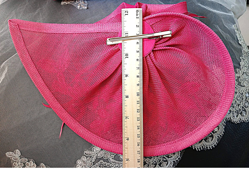 Fuchsia Satin Block Heel Shoes Hat & Clutch Set For Formal Event