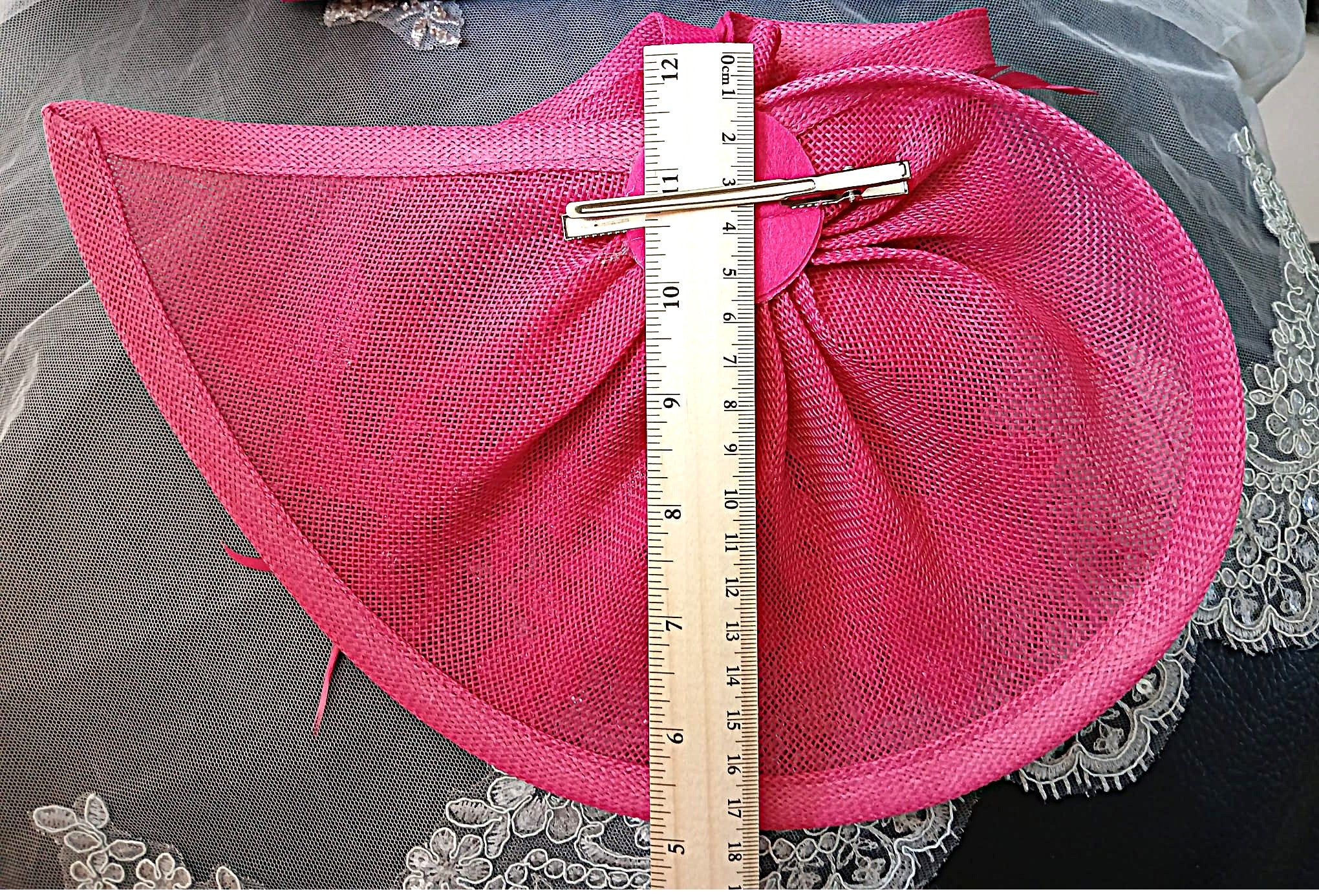 Fuchsia Satin Block Heel Shoes Hat & Clutch Set For Formal Event