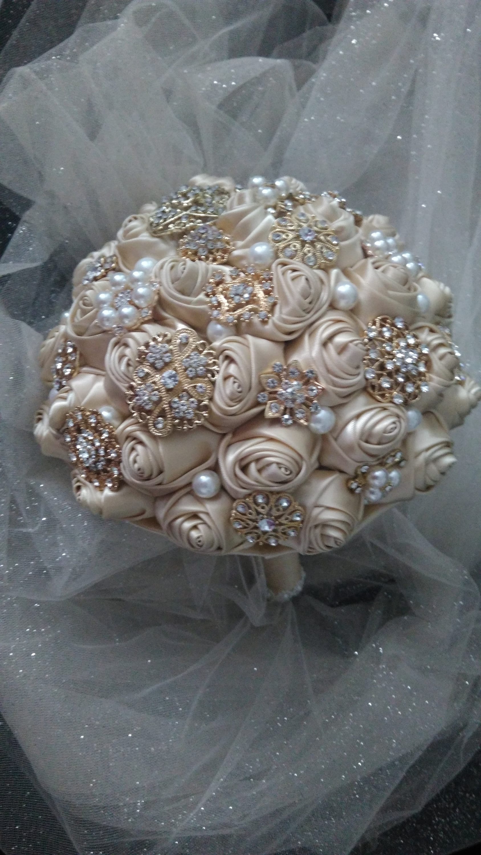 Timeless Ivory Wedding Bouquet for the Bride - Bridal Satin Flowers with a Touch of Romance