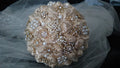 Champagne Wedding Brooch Bouquet: Handmade Pearl Rose Posy
