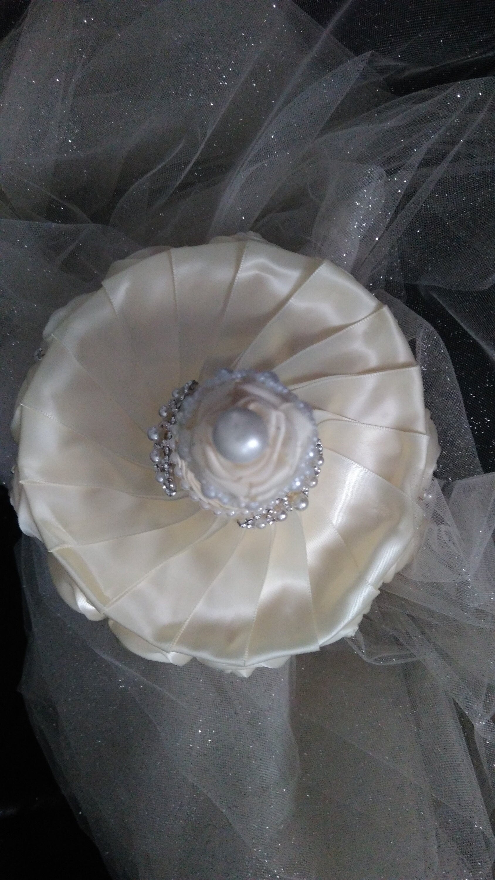 Timeless Ivory Wedding Bouquet for the Bride - Bridal Satin Flowers with a Touch of Romance