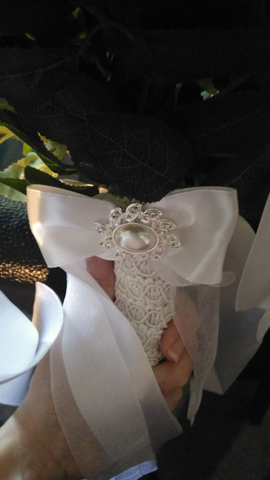 White Rose Bridal Bouquet: Cascading Waterfall Design