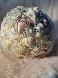Ivory Rose Wedding Bouquet: Beaded Pearl Bridal Bouquet