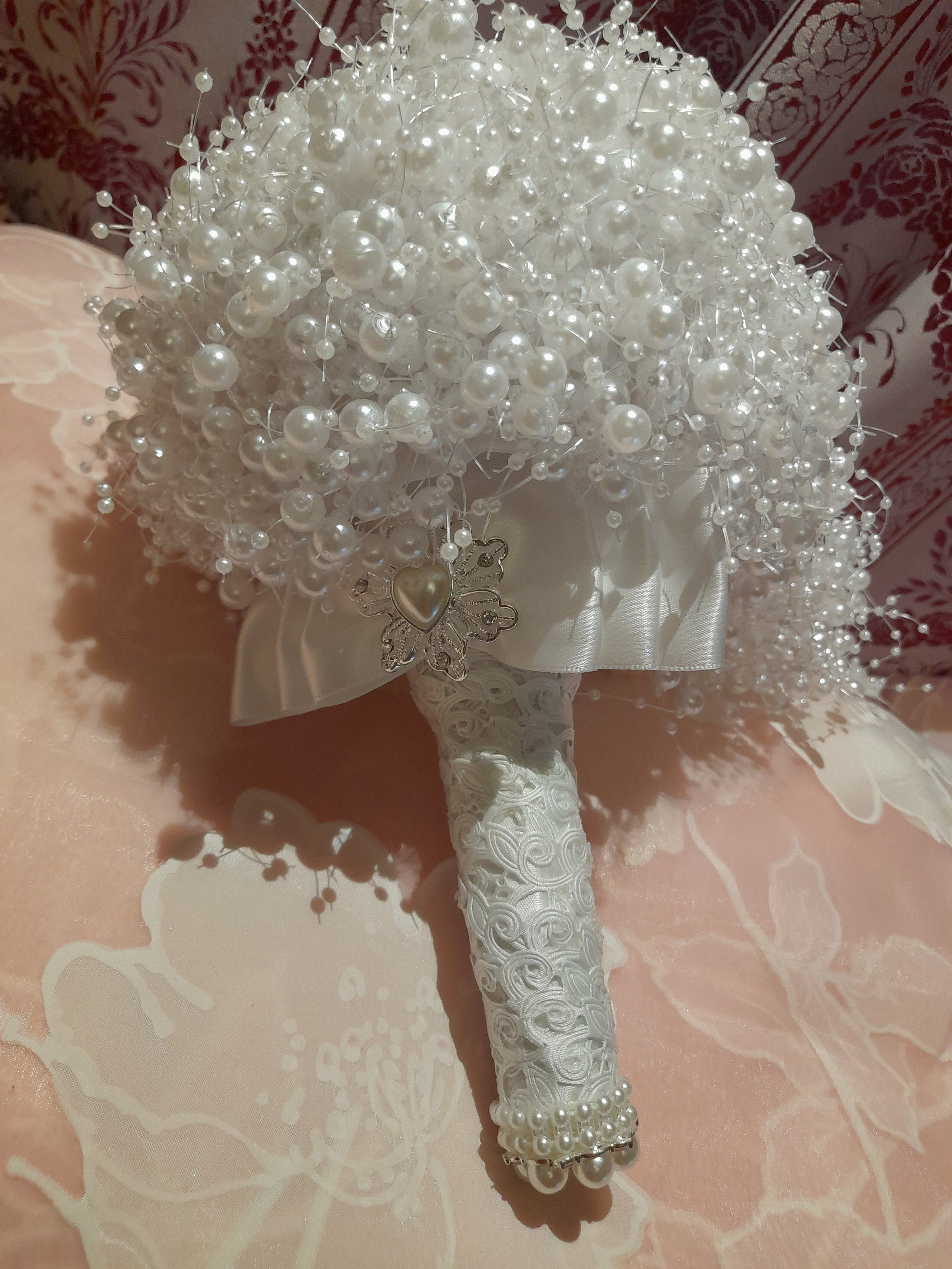 Pearl Waterfall Bridal Bouquet: Ivory Wedding Posy