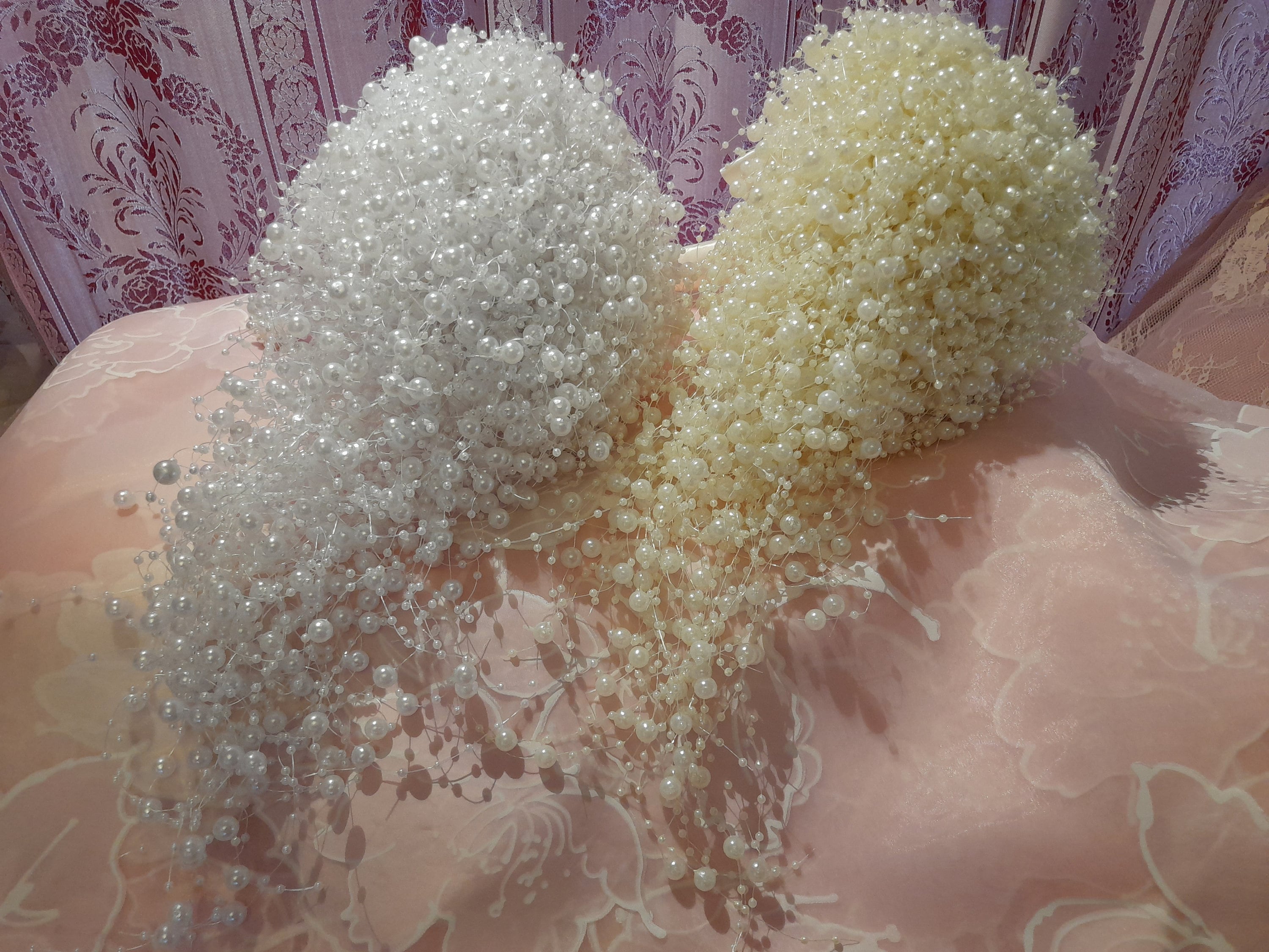 Pearl Waterfall Bridal Bouquet: Ivory Wedding Posy