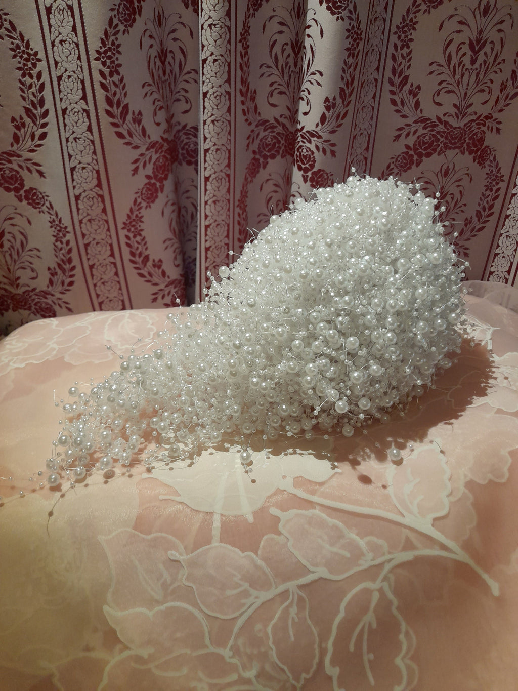 Pearl Waterfall Bridal Bouquet: Ivory Wedding Posy