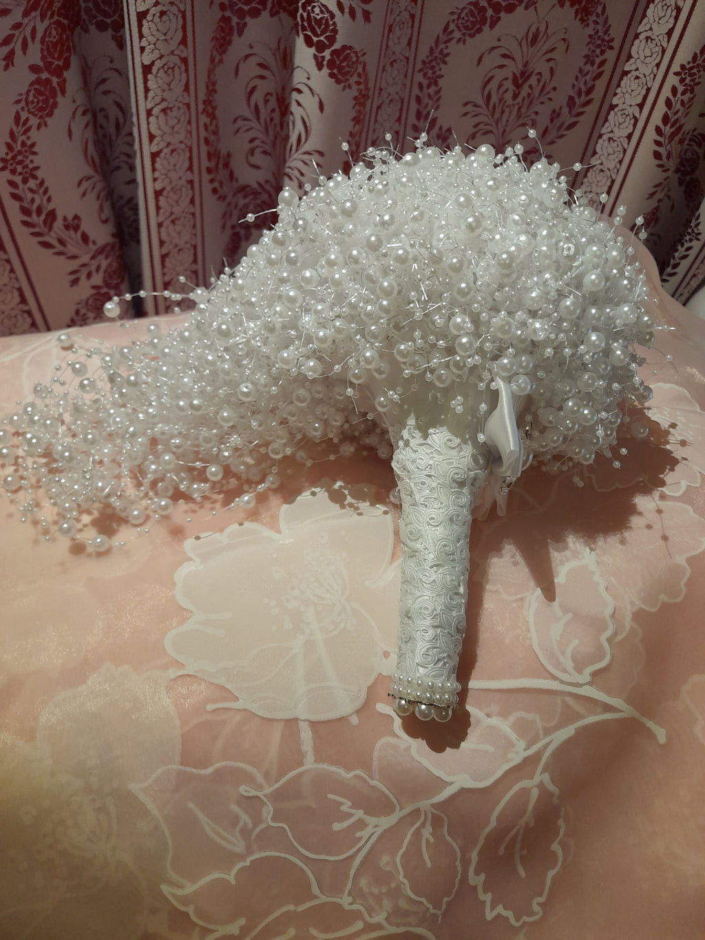 Pearl Waterfall Bridal Bouquet: Ivory Wedding Posy
