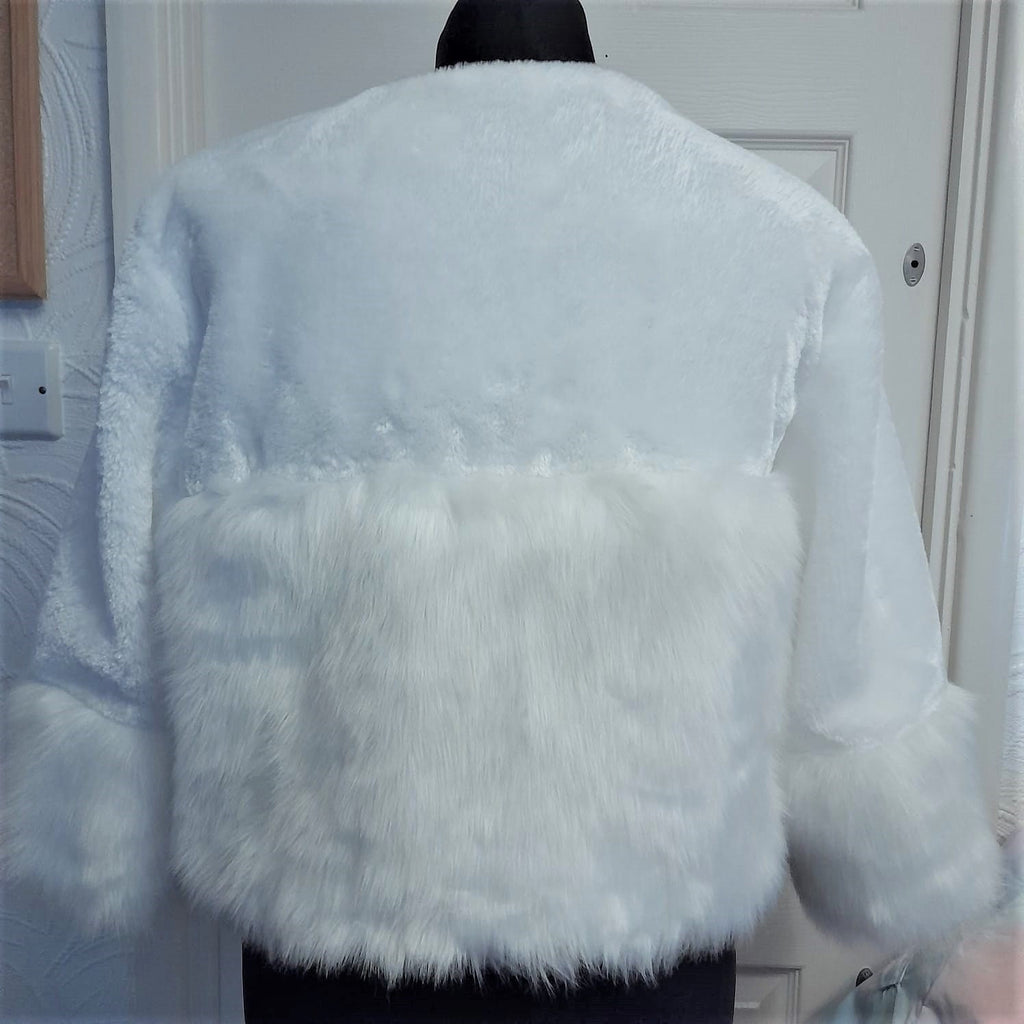 White Faux Fur Wedding Bolero: Bridal Brooch Shrug