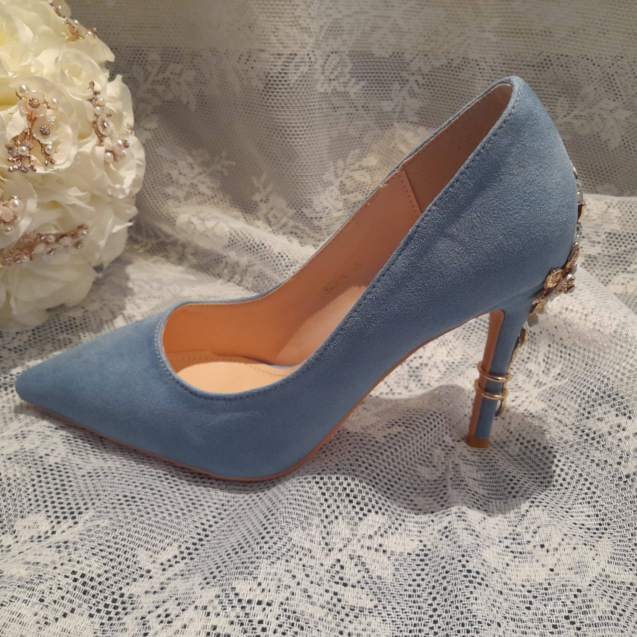 Blue Bridal Shoes,Wedding Heels With Purse,Something Blue