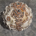 Rose Gold Brooch Wedding Bouquet: Handmade Silk Flower Bridal Bouquet