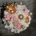 Pink Brooch Bridal Bouquet: Artificial Flower Sparkle