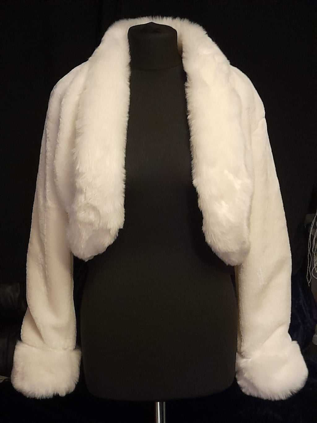 Ivory Faux Fur Bolero,Long Sleeve Jacket,Winter Shawl