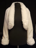 Ivory Faux Fur Bolero,Long Sleeve Jacket,Winter Shawl