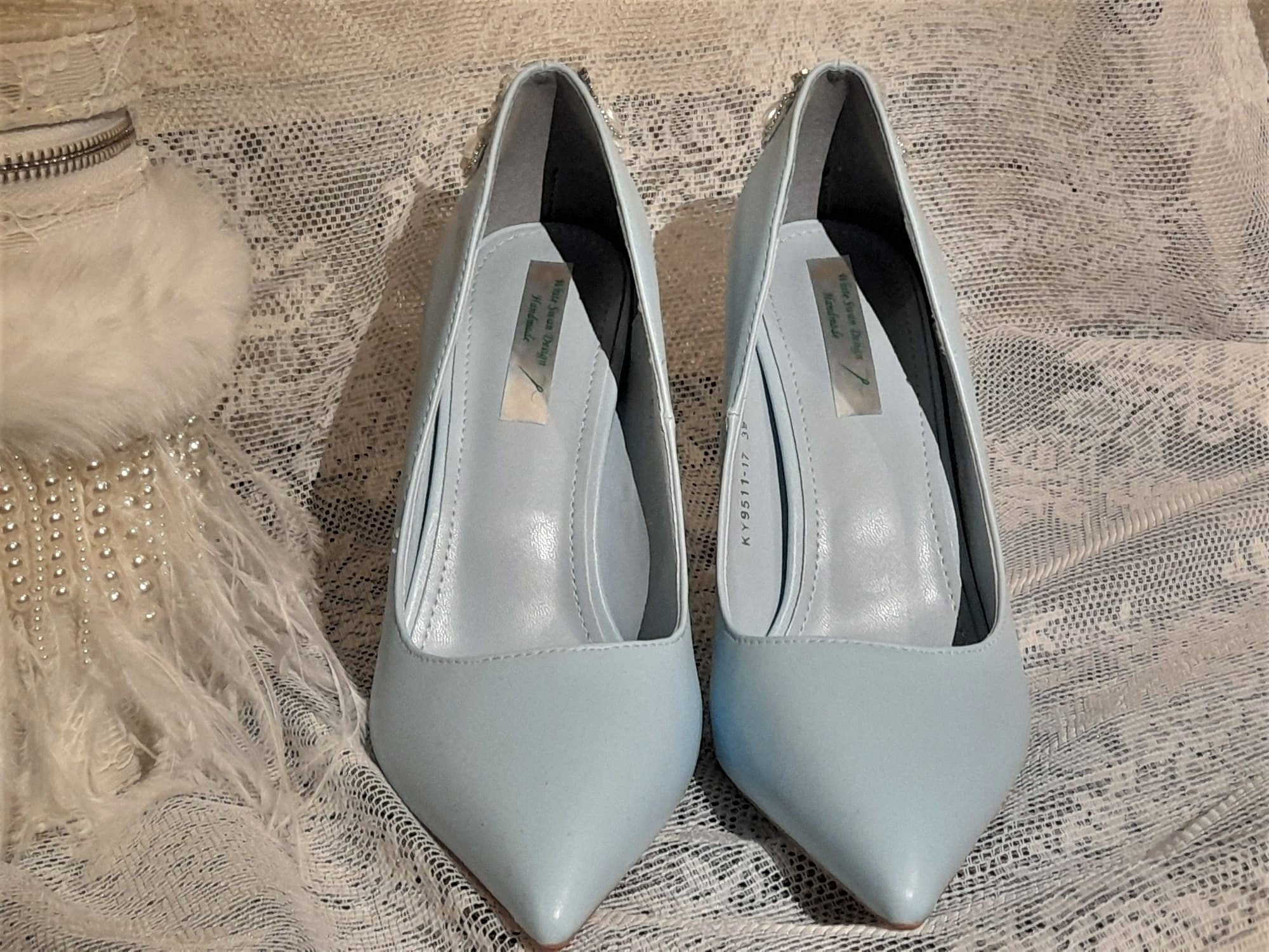 Blue Floral Embellished Wedding Shoes: Bridal Something Blue