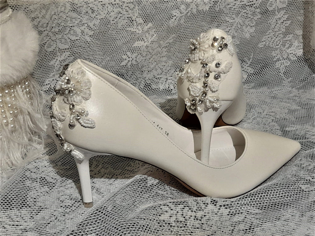 Embellished White Bridal Shoes: Wedding Heels