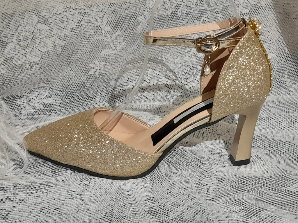 Gold Glitter Bridal Shoes,Wedding Sandals,Bridesmaid Shoes