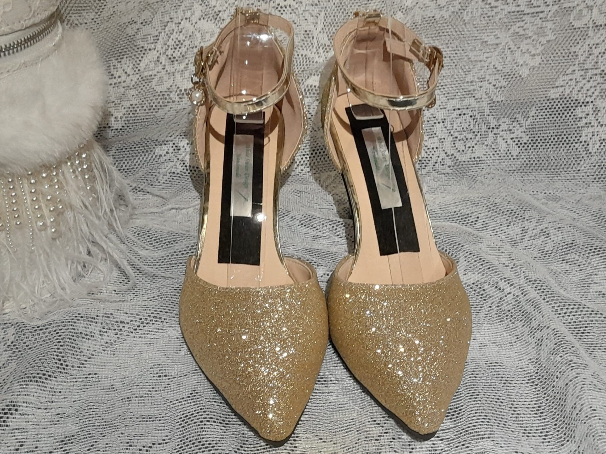 Gold Glitter Bridal Shoes,Wedding Sandals,Bridesmaid Shoes