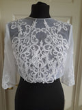 White Lace Bolero,3/4 Sleeve Jacket,Formal Bolero
