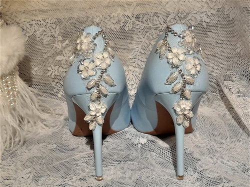 Blue Floral Embellished Wedding Shoes: Bridal Something Blue