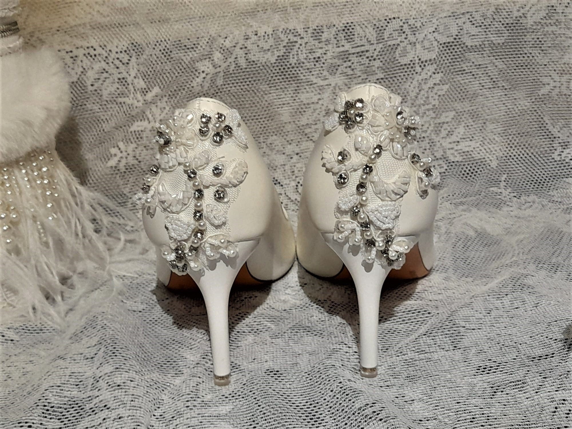 Embellished White Bridal Shoes: Wedding Heels