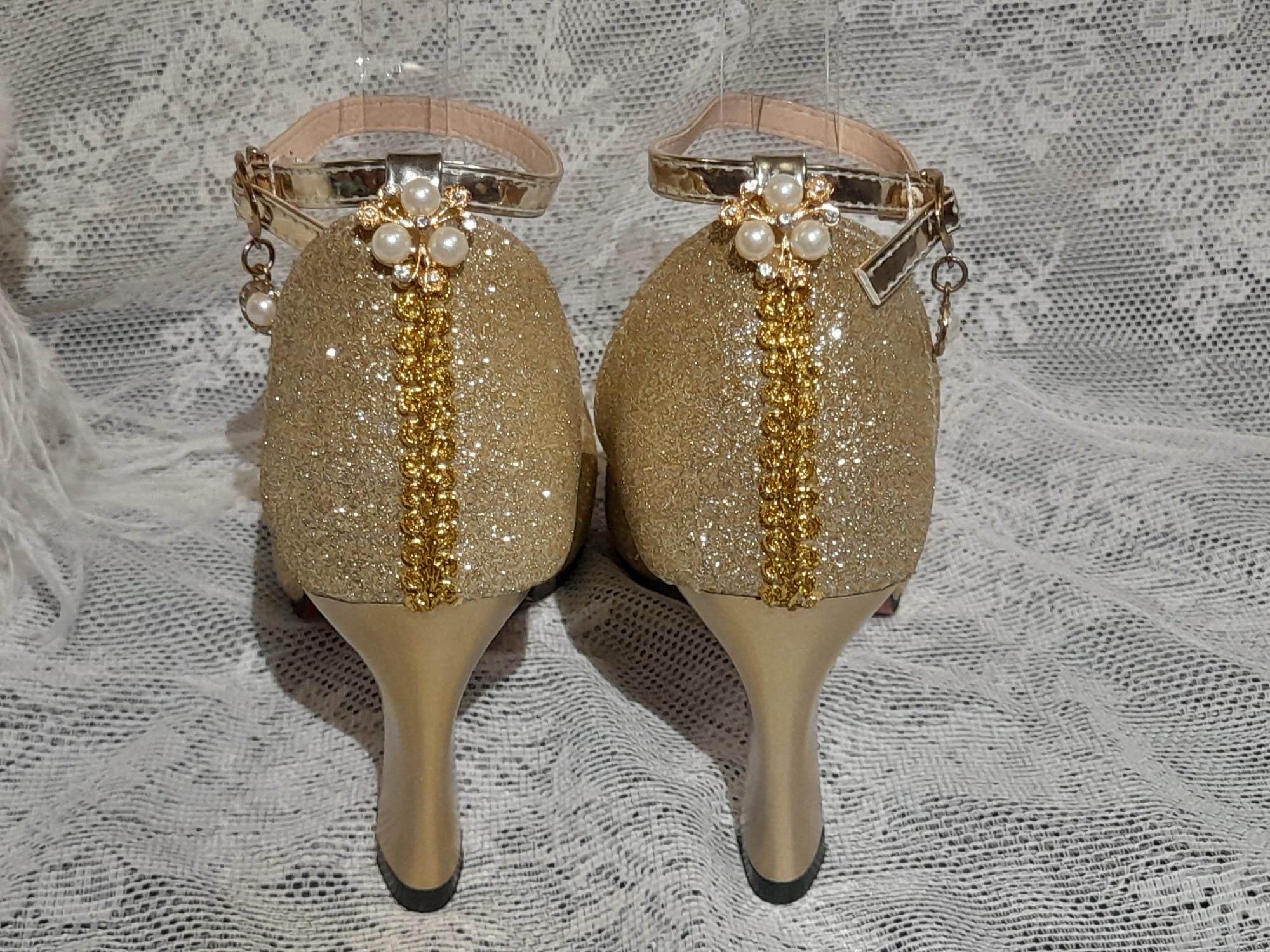 Gold Glitter Bridal Shoes,Wedding Sandals,Bridesmaid Shoes