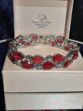 Red Bracelet,Silver Bridal Bracelet,Gift For Her