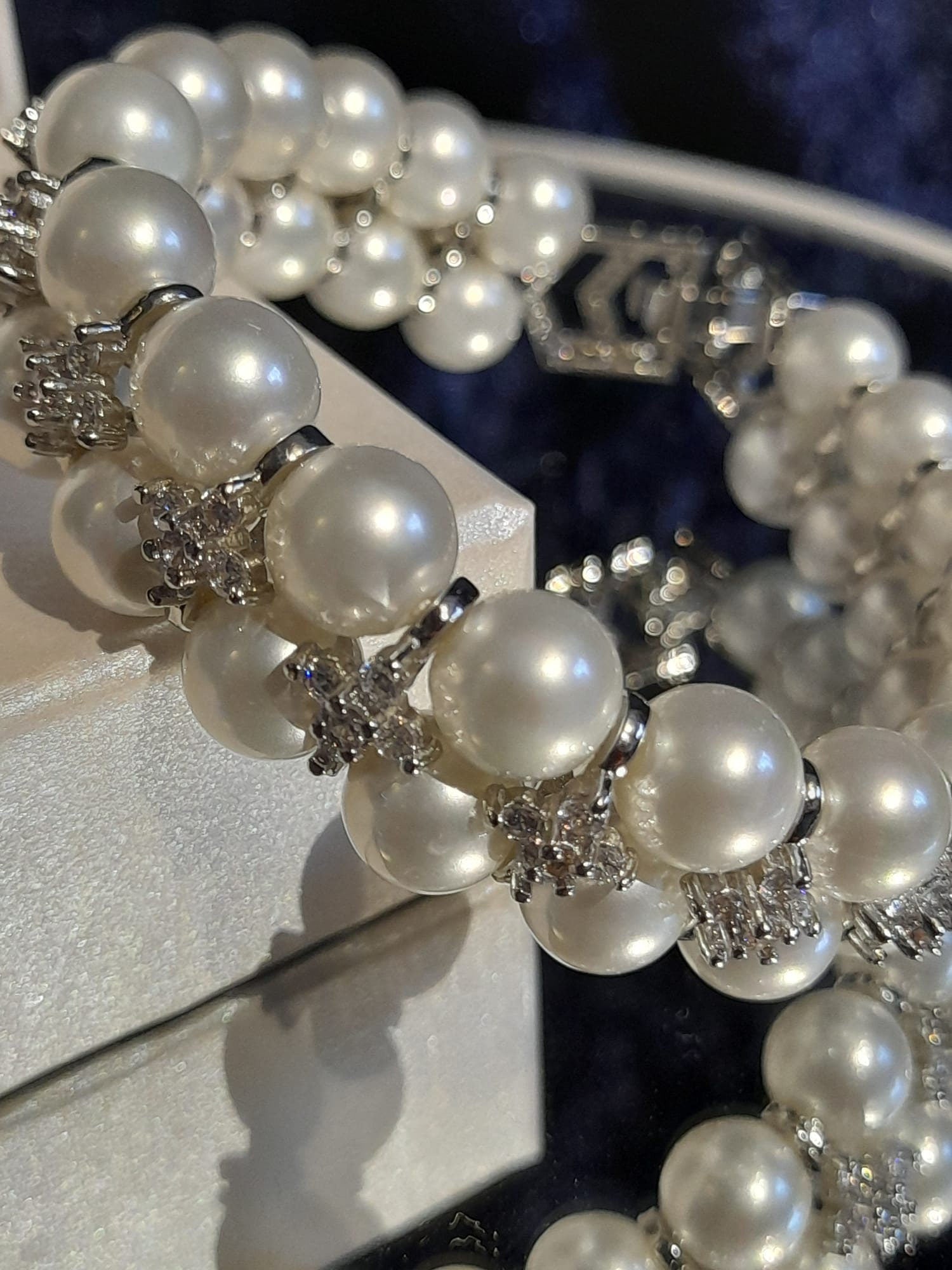 Pearl Bridal Bracelet: Silver Cubic Zirconia Wedding Jewelry