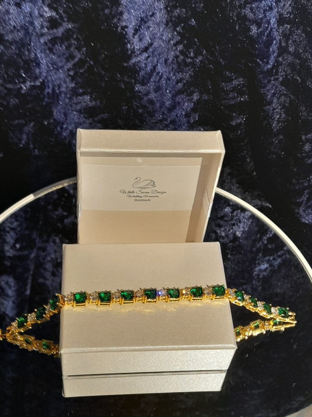 Emerald Green Bracelet ,Gold Plated Bracelet,Gift For Her