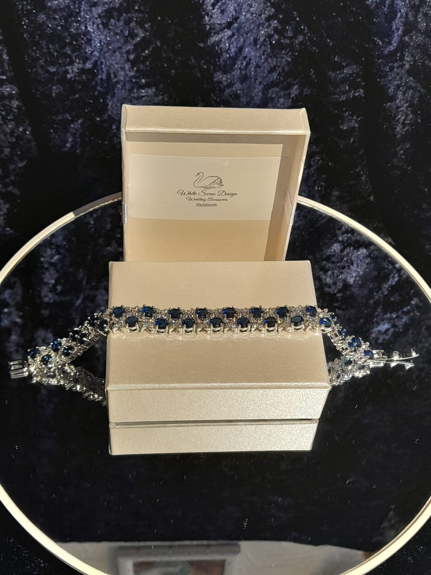 Royal Blue Crystal Bracelet In Elegant Sapphire Style, Gift For Her