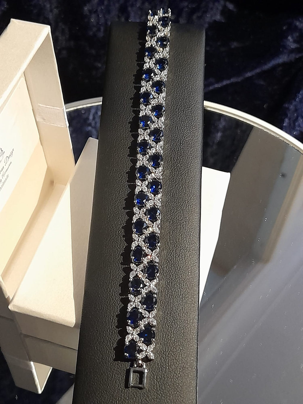 Royal Blue Crystal Bracelet In Elegant Sapphire Style, Gift For Her