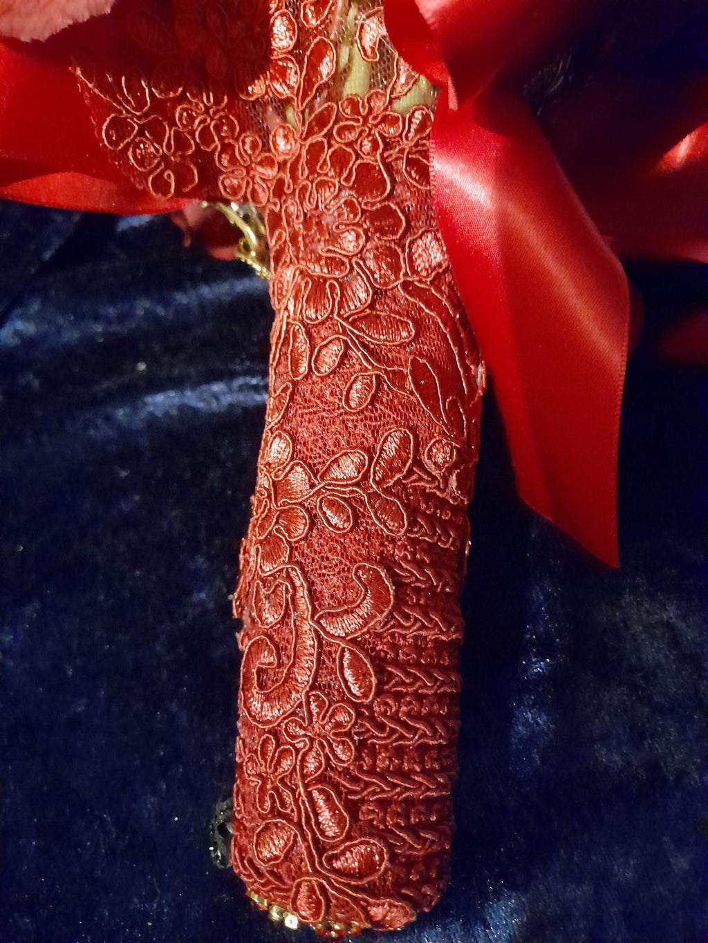 Wine Red Silk Rose Bouquet: Handmade Wedding Flowers