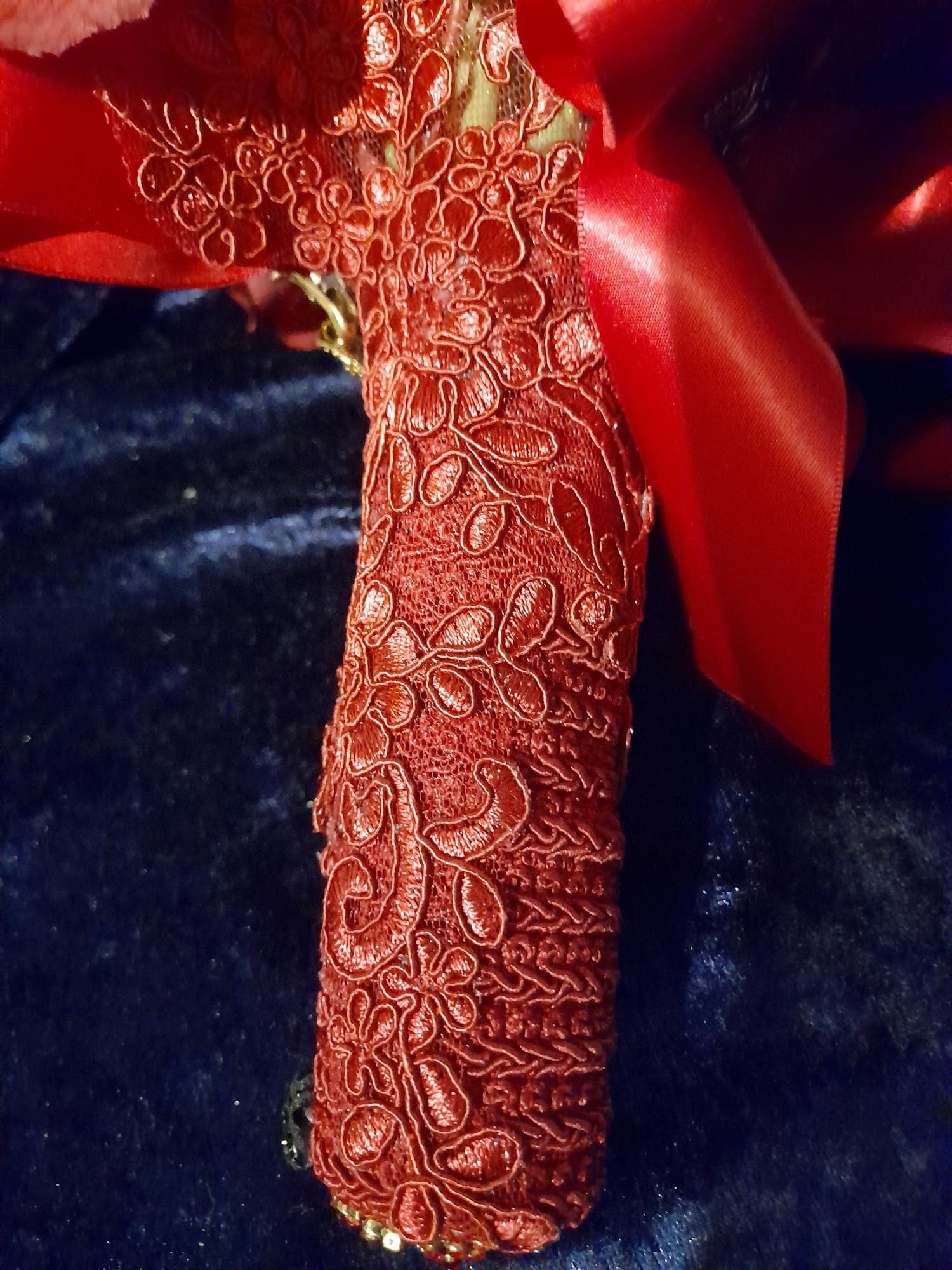 Wine Red Silk Rose Bouquet: Handmade Wedding Flowers