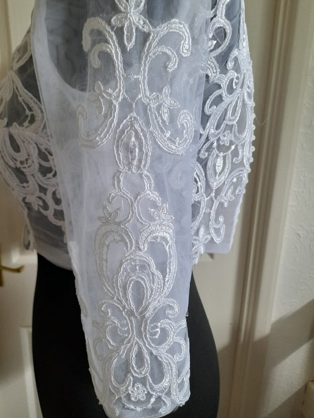 White Lace Bolero,3/4 Sleeve Jacket,Formal Bolero