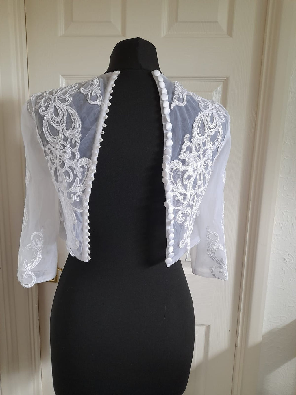 White Lace Bolero,3/4 Sleeve Jacket,Formal Bolero