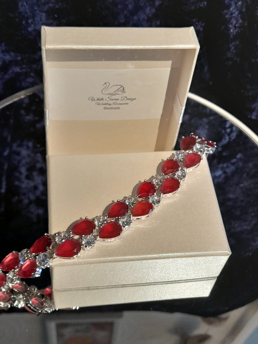Red Bracelet,Silver Bridal Bracelet,Gift For Her