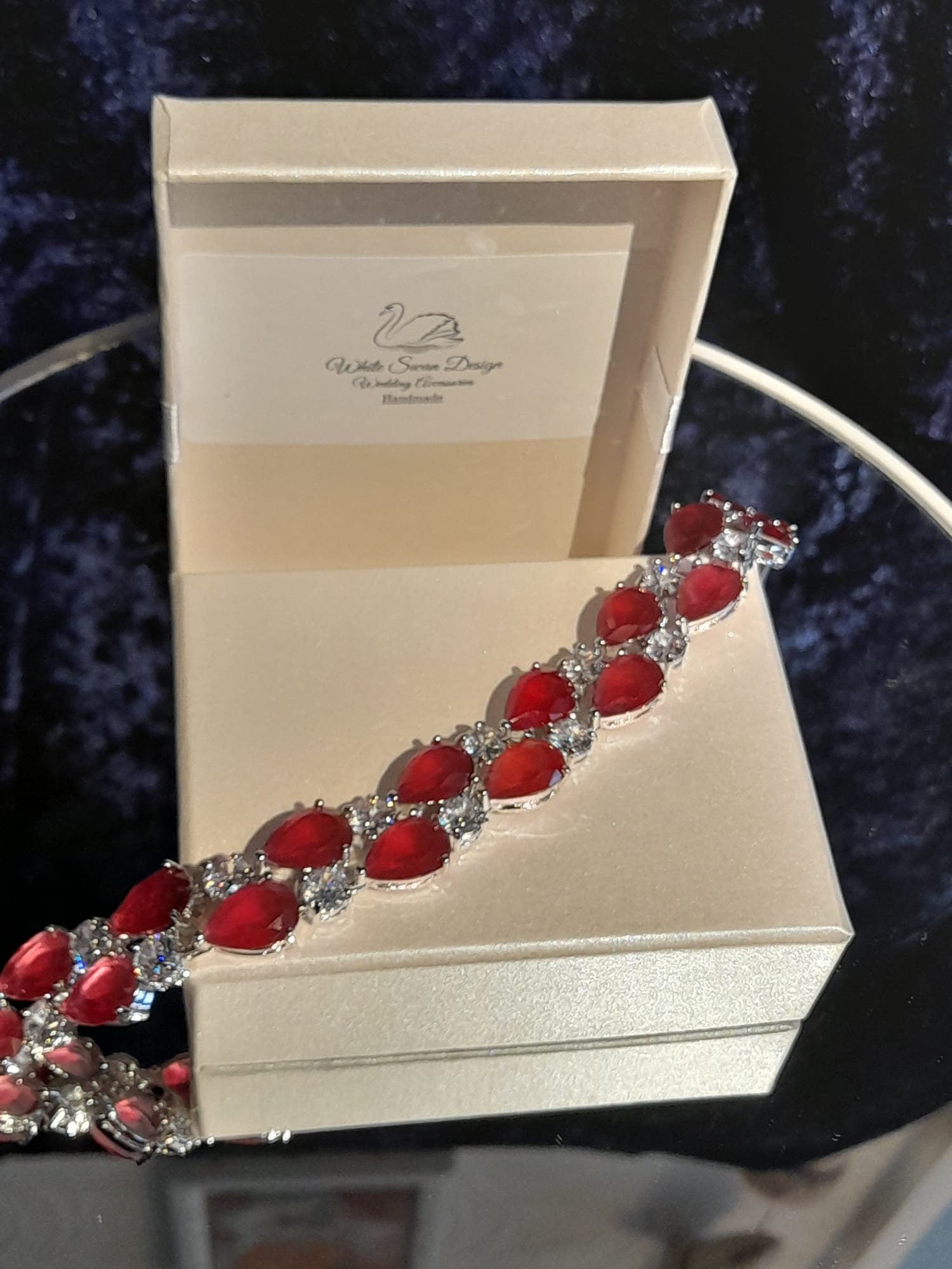 Red Bracelet,Silver Bridal Bracelet,Gift For Her