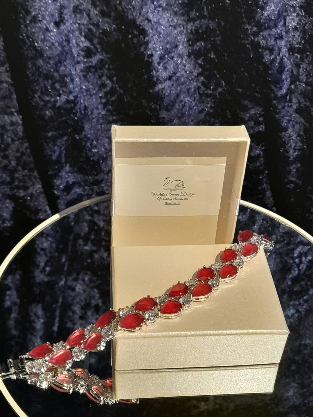 Red Bracelet,Silver Bridal Bracelet,Gift For Her