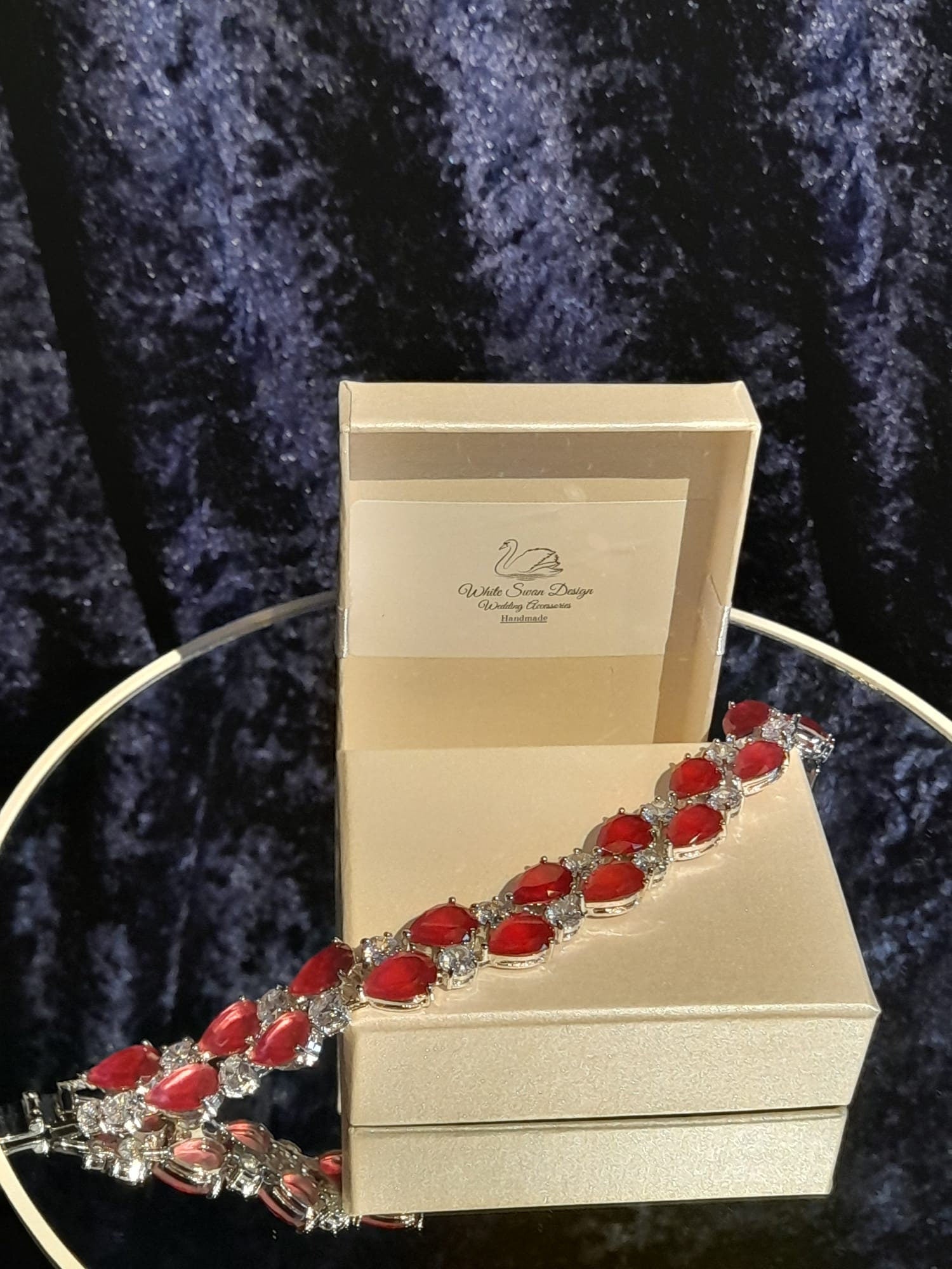 Red Bracelet,Silver Bridal Bracelet,Gift For Her